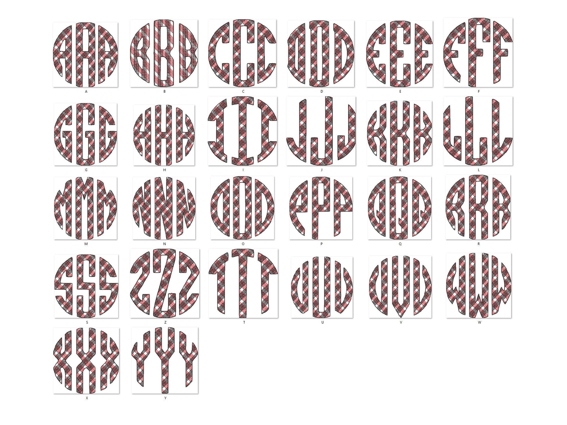 Plaid gingham Circle Monogram – Instant Download | Artapli