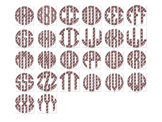 Plaid gingham Circle Monogram – Instant Download | Artapli