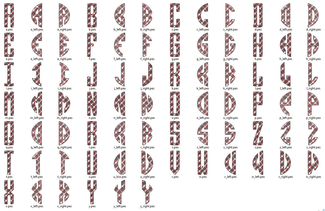 Pumpkin oval shape Monogram A-Z, plaid gingham checked tartan buffalo  monogram machine embroidery designs 1.5, 2, 3, 4, 5, 6 in, BX incl