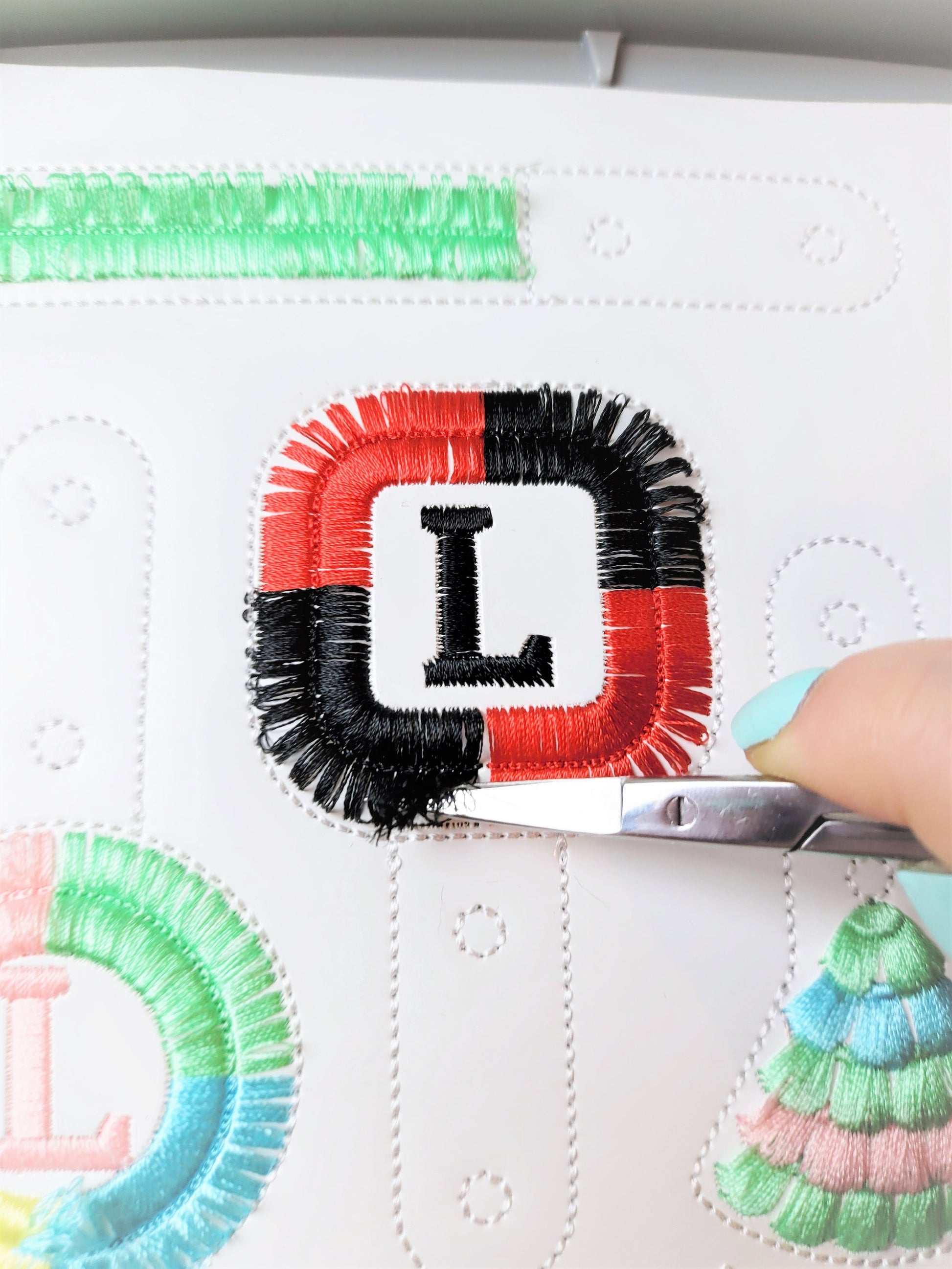 Key fob snap tab fluffy A-Z – Keychain ABC instant download embroidery file by Artapli