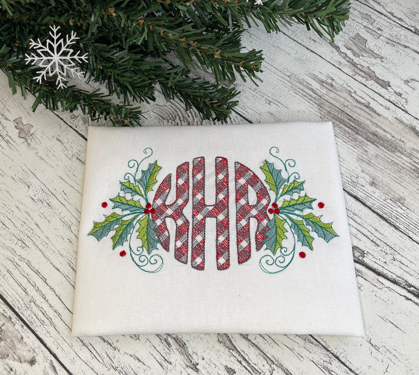 Plaid gingham checkered Diagonal Tartan Circle Monogram font A-Z machine embroidery designs