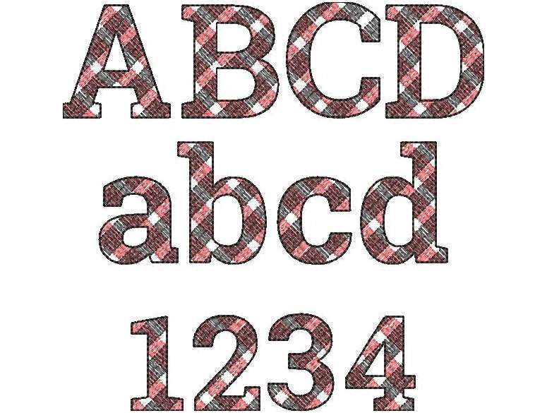 Mini Gingham Plaid Buffalo Font – Embroidery 1" 1.1" 1.4" 1.7" 2" 2.4" | BX PES DST JEF | Artapli