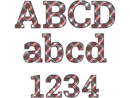 Mini Gingham Plaid Buffalo Font – Embroidery 1" 1.1" 1.4" 1.7" 2" 2.4" | BX PES DST JEF | Artapli