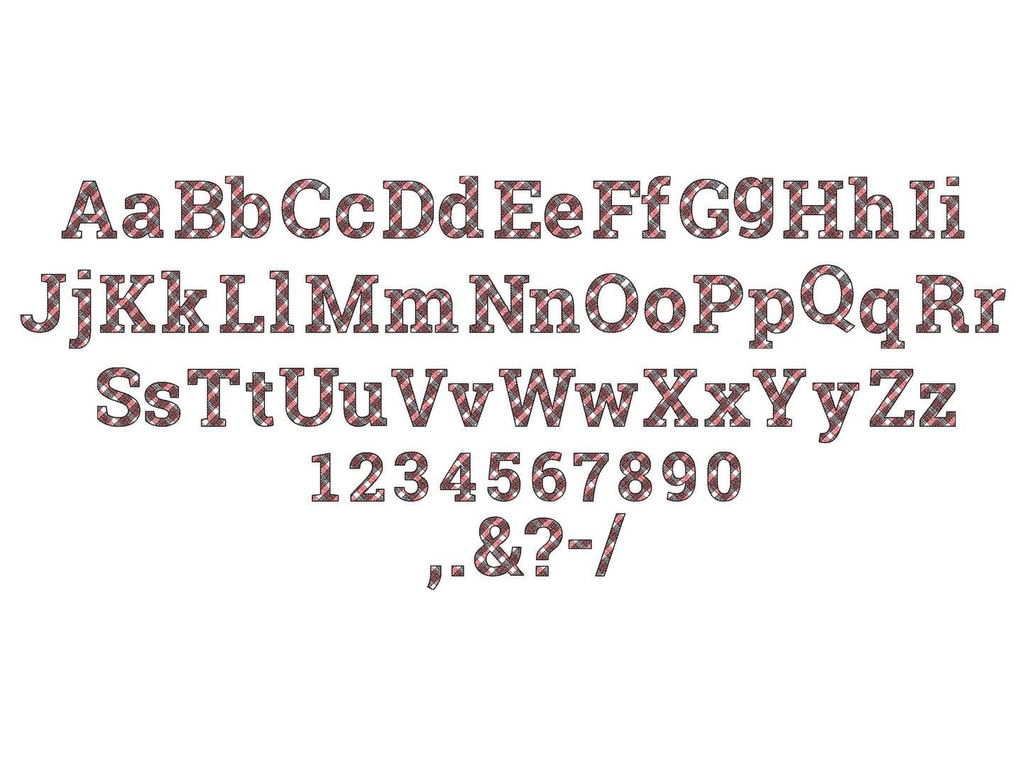 Mini Gingham Plaid Buffalo Font – Sizes 1" 1.1" 1.4" 1.7" 2" 2.4" BX Digital Font File | Artapli