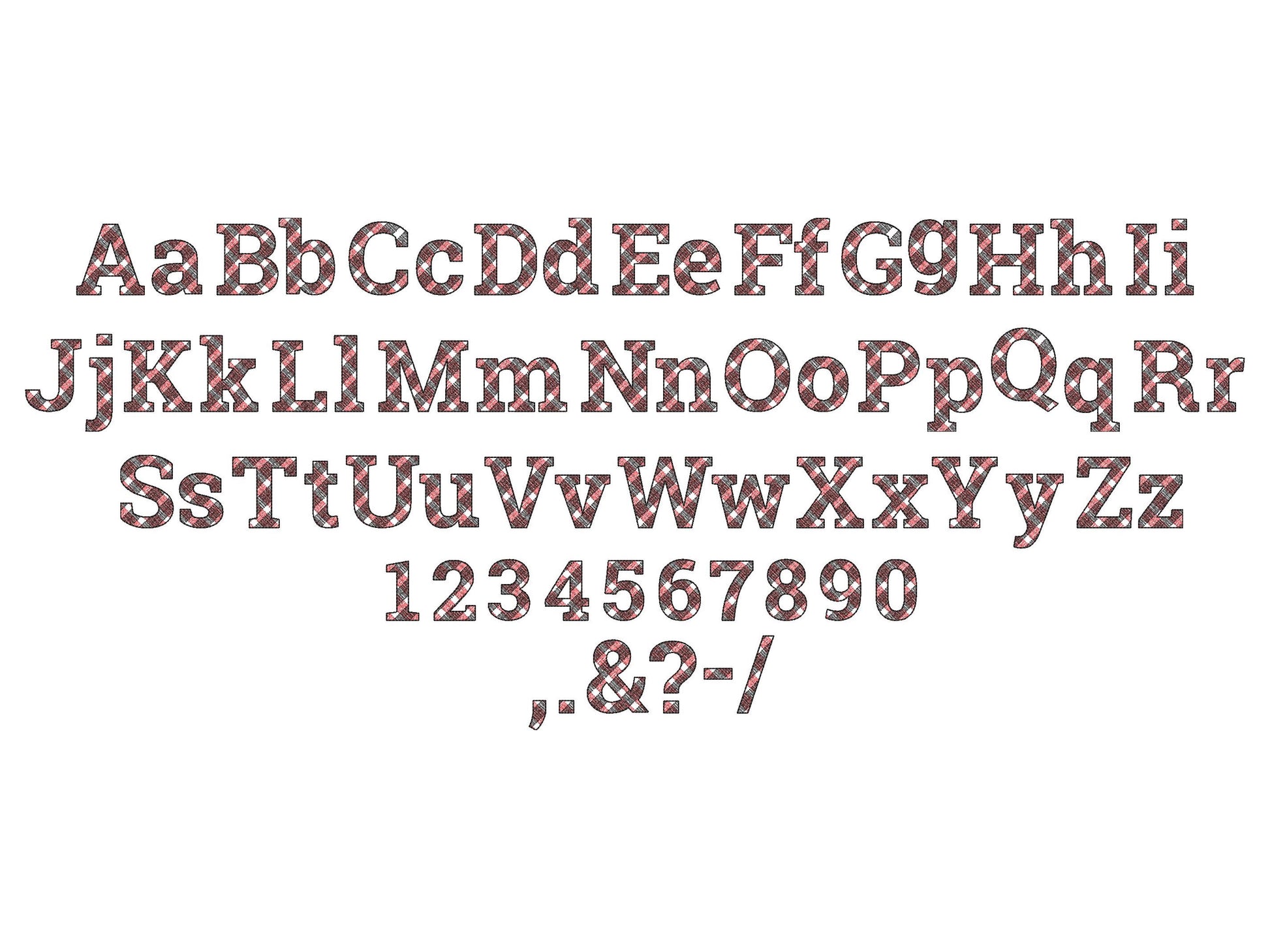 Mini Gingham Plaid Buffalo Font – Sizes 1" 1.1" 1.4" 1.7" 2" 2.4" BX Digital Font File | Artapli