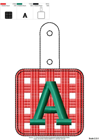 Key fob snap tab buffalo plaid A-Z – Sizes 3" 4" BX Digital Font File | Artapli