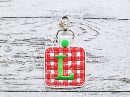 Key fob snap tab buffalo plaid A-Z – Embroidery Font 3" 4" | BX PES DST JEF | Artapli