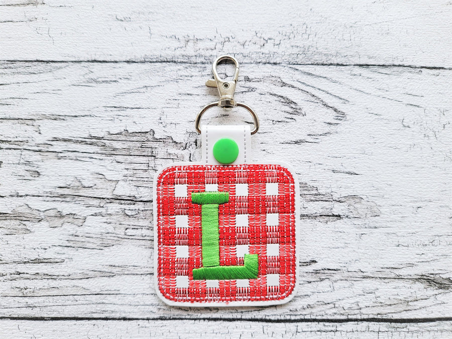 Key fob snap tab buffalo plaid A-Z – Embroidery Font 3" 4" | BX PES DST JEF | Artapli