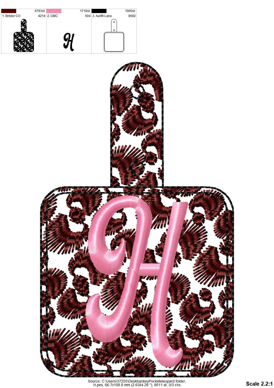 Leopard Key fob snap tab – In-the-Hoop embroidery design by Artapli