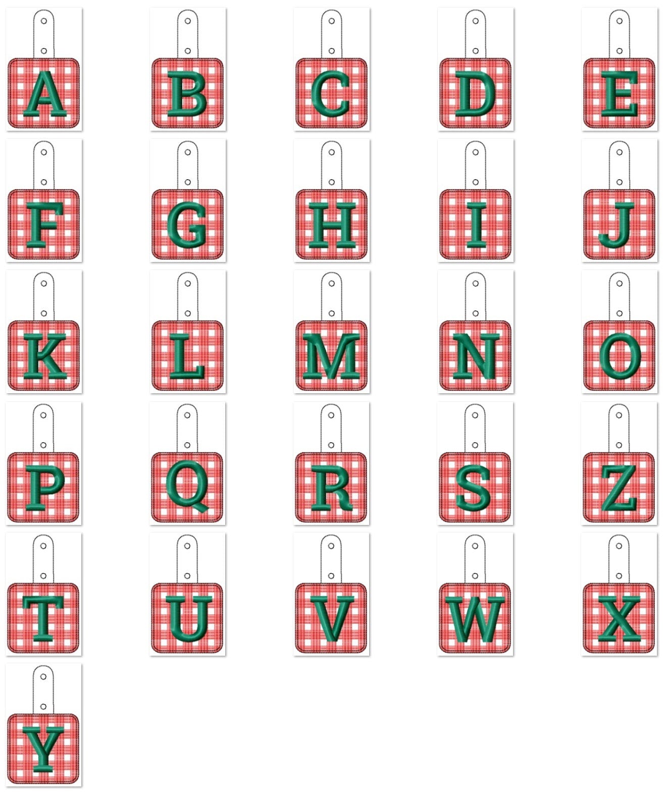 Key fob snap tab buffalo plaid A-Z – Instant Download | Artapli
