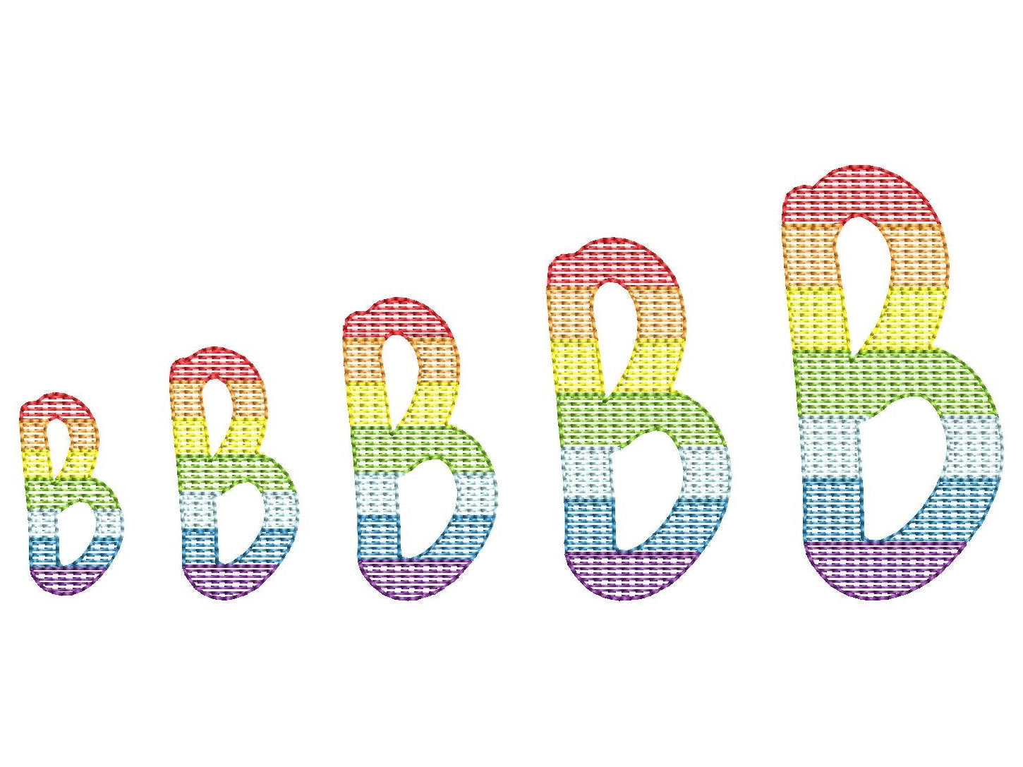 Rainbow Light Fill Bean Stitch Font – Bx embroidery design by Artapli