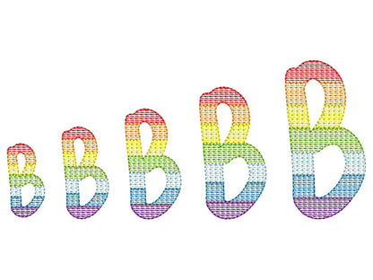 Rainbow Light Fill Bean Stitch Font – Bx embroidery design by Artapli