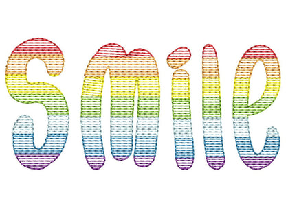 Rainbow Light Fill Bean Stitch Font – Instant Download | Artapli