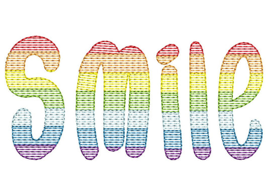 Rainbow Light Fill Bean Stitch Font – Instant Download | Artapli