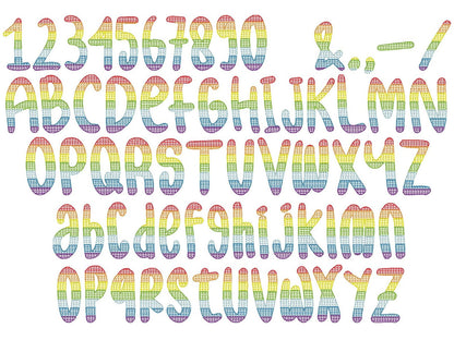 Rainbow Light Fill Bean Stitch Font – Sizes 1.4" 1.7" 2" 2.5" 3" 4" BX Digital Font File | Artapli