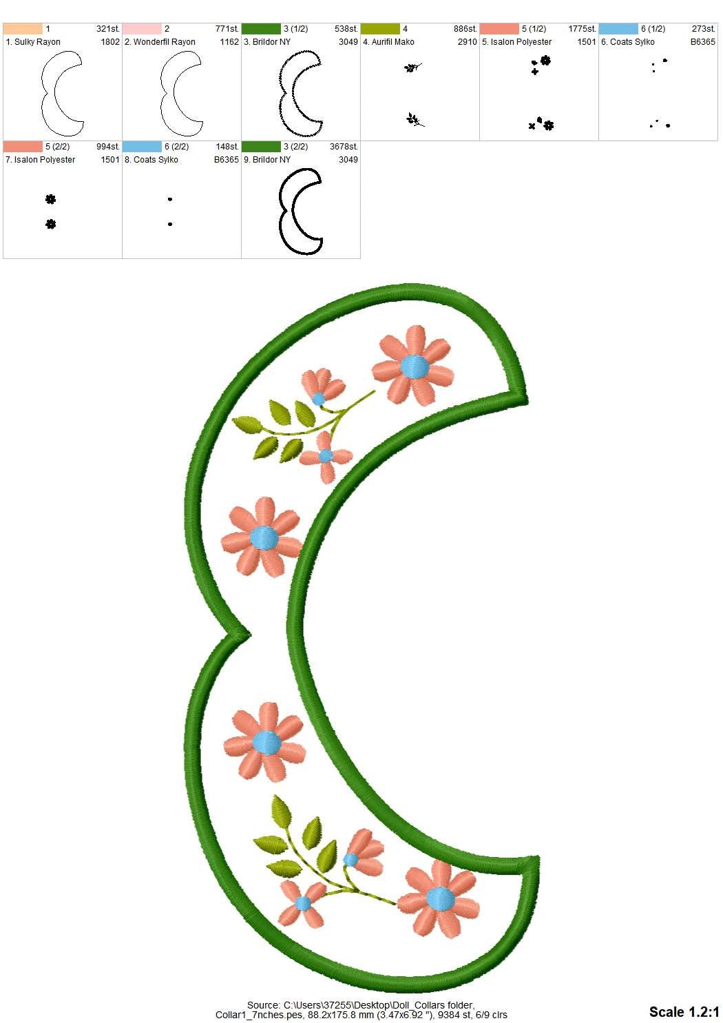Sewing helper Floral Collar neckline in the hoop – Instant Download | Artapli