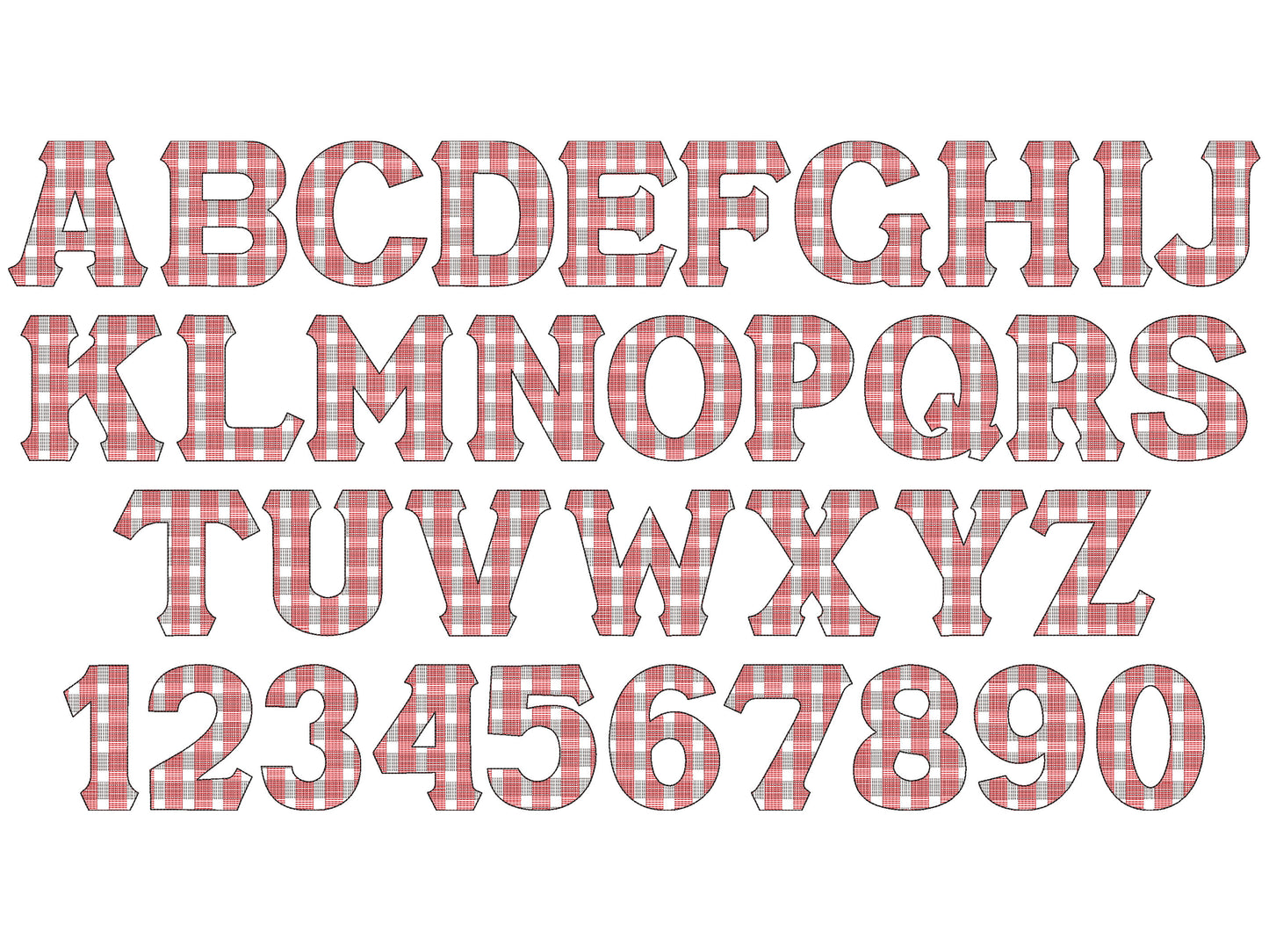 Plaid Gingham Font – Sizes 2" 2.5" 3" 3.5" 4" 4.5" BX Digital Font File | Artapli