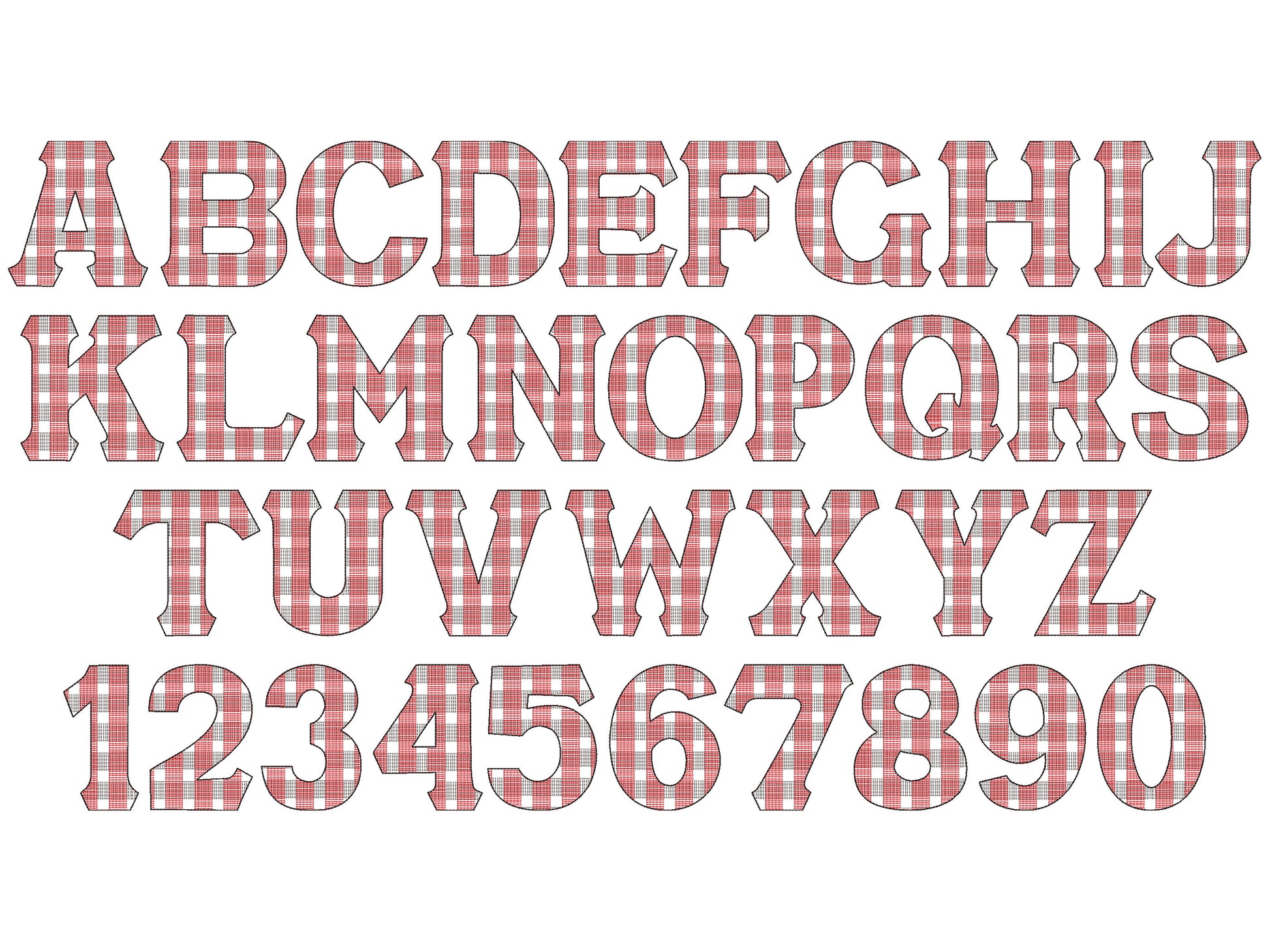 Plaid Gingham Font – Sizes 2" 2.5" 3" 3.5" 4" 4.5" BX Digital Font File | Artapli