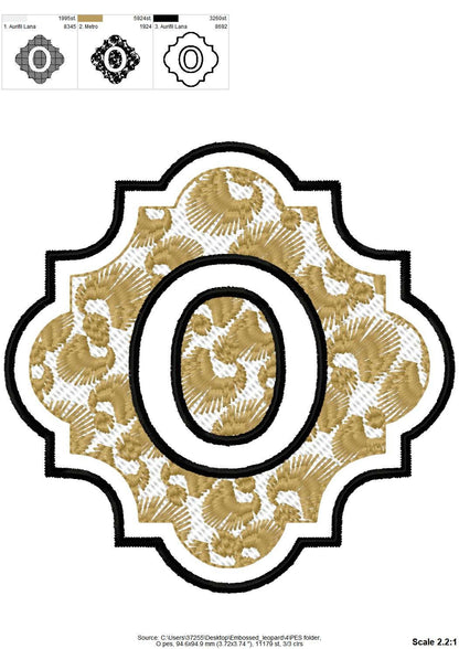 Embossed monogram with leopard spots – Font embroidery design instant download by Artapli