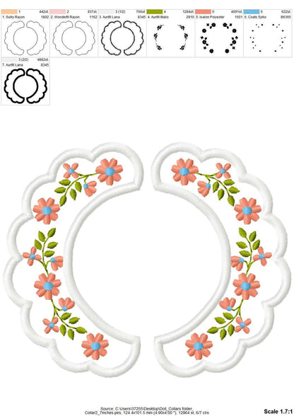 Sewing helper Floral Collar neckline in the hoop – Sizes 4" 5" 6" 7" 8" 10" Digital Embroidery File | Artapli