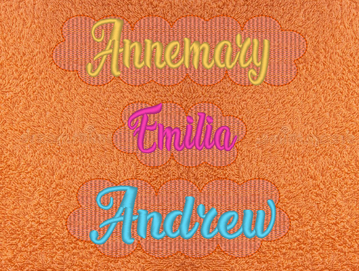 Helper Embossed cloud for terry towel – Embroidery Font 2" 3" 3.5" 4" 4.5" 5" | BX PES DST JEF | Artapli