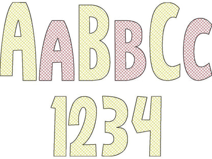 Quick light stitch Checked FONT machine embroidery designs alphabet letters playful kids girl boy name monogram