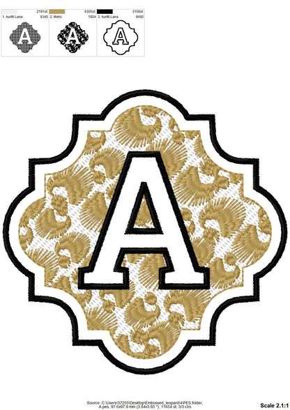 Embossed monogram with leopard spots – Sizes 3" 3.5" 4" 5" 6" 7" BX Digital Font File | Artapli