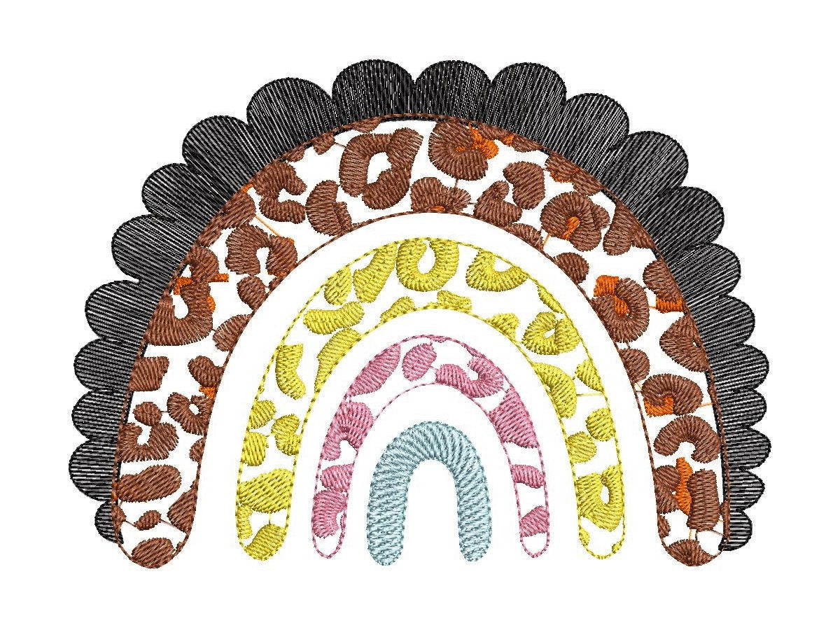 Leopard spots light stitch Rainbow – Sizes 4" 5" 5.5" 6" 7" 8" Digital Embroidery File | Artapli
