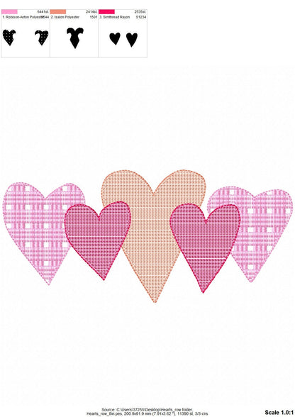Valentine Gingham Plaid 5 Hearts in a – Heart embroidery pattern by Artapli