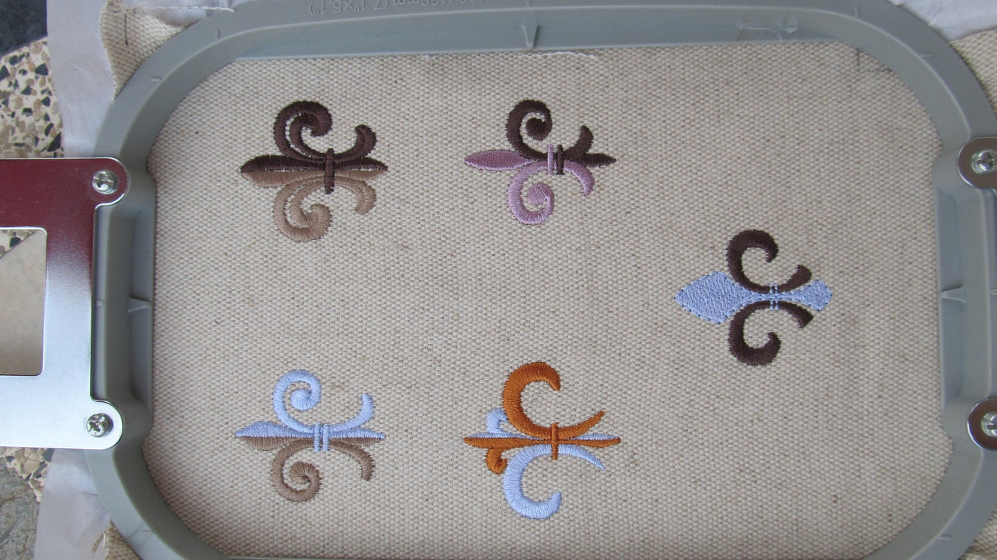 Fleur de Lis  Set of 5 types mini machine embroidery designs