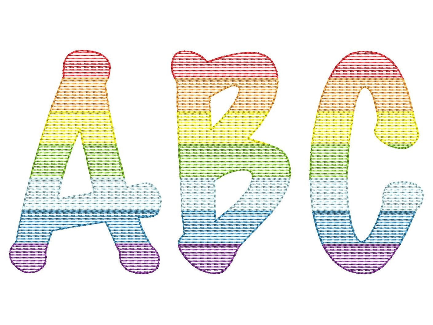 Rainbow Quick Fill Font – Bx machine embroidery design by Artapli