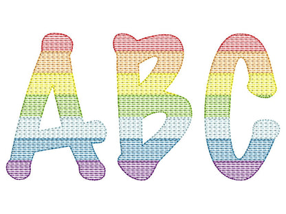 Rainbow Quick Fill Font – Bx machine embroidery design by Artapli