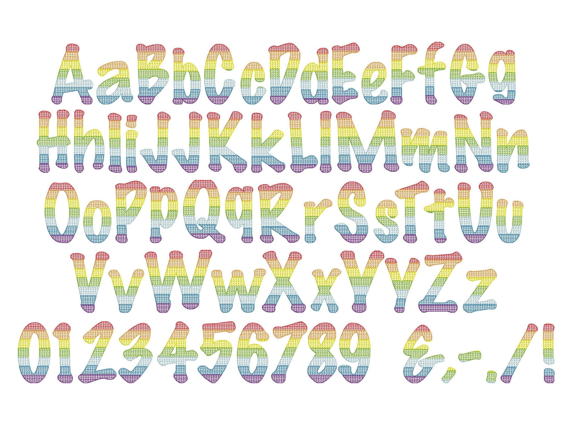 Rainbow Quick Fill Font – Font embroidery design by Artapli