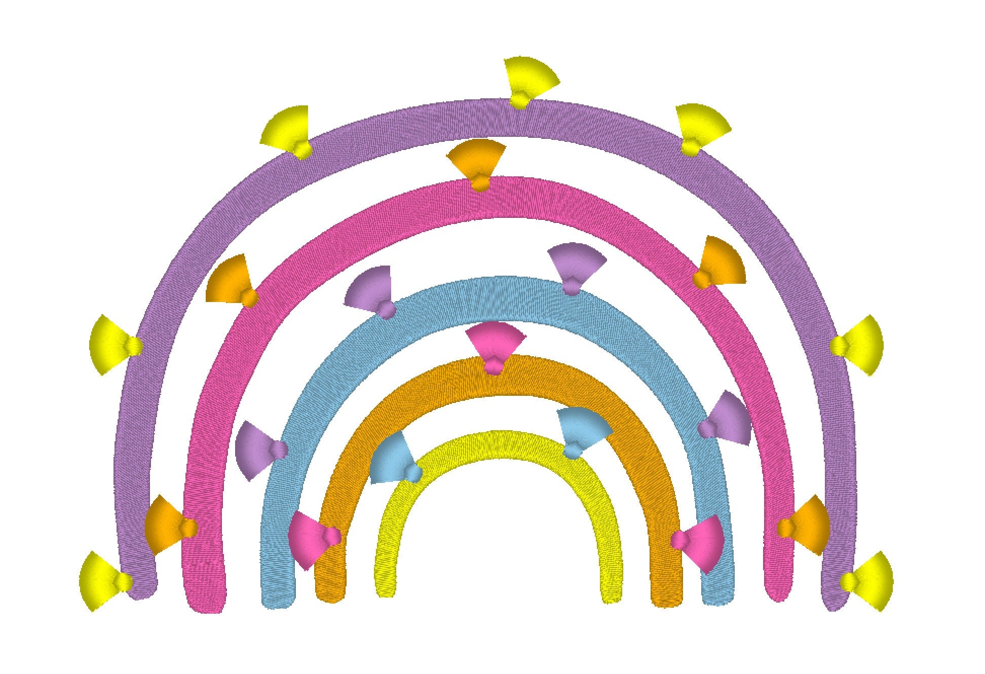 Boho rainbow arc of color fringed arcs and tassels machine embroidery designs girly pretty rainbow tassels