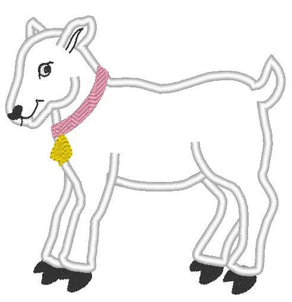 Goat with horns and without applique and mini fill stitch machine embroidery designs