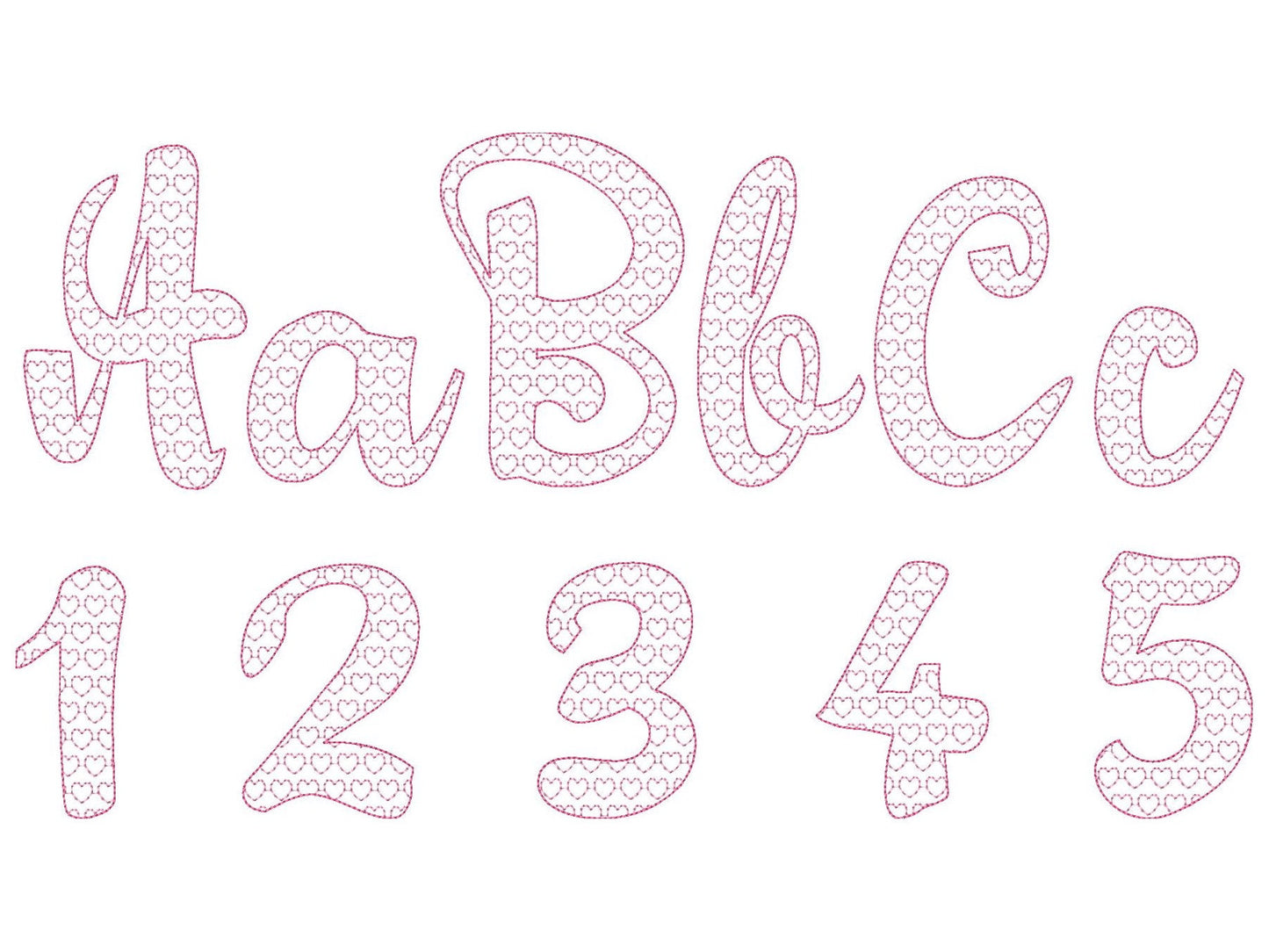 Heart Patterned Font – Alphabet machine embroidery design by Artapli