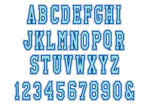 Glitter vinyl narrow FONT Double two layers applique Athletic Sport High School Team Players machine embroidery designs