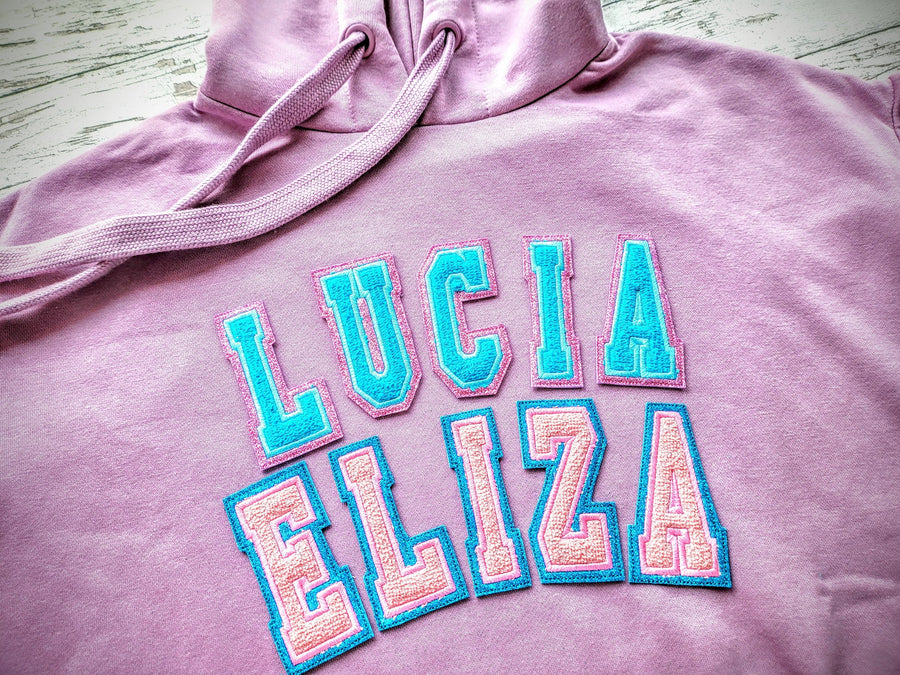 Glitter vinyl narrow FONT Double two layers applique Athletic Sport High School Team Players machine embroidery designs