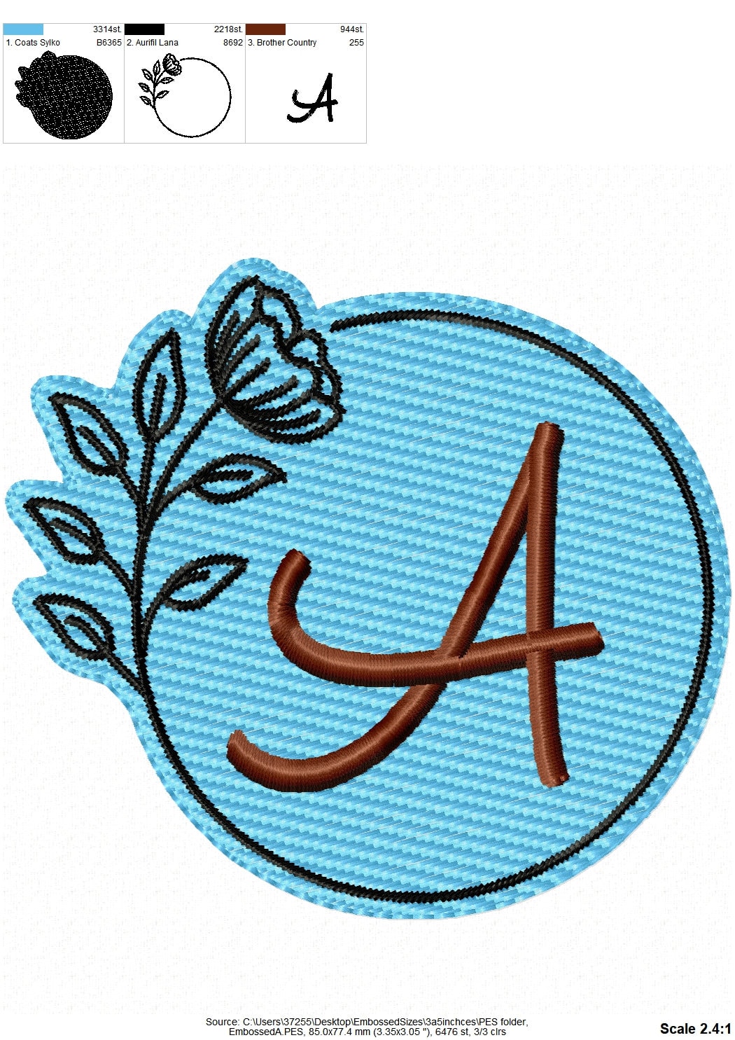 Embossed floral round monograms A-Z – Sizes 3" 3.5" 4" 5" 7" BX Digital Font File | Artapli