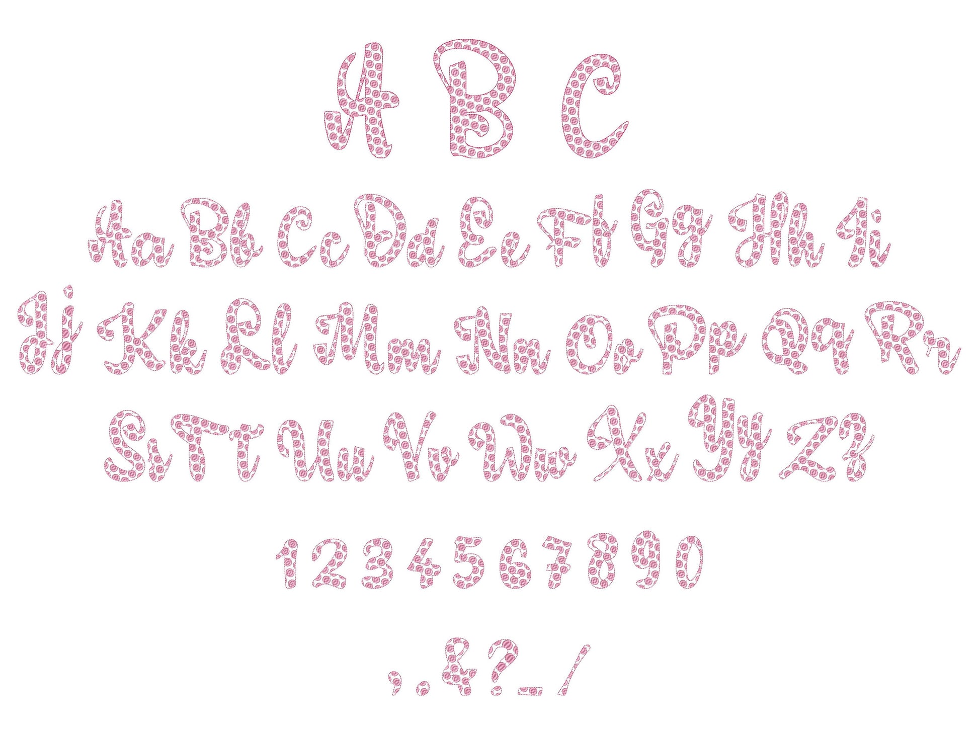 SET of 4 Fonts Mermaid, Hearts, Scallop and Polka Dot Alphabet Letters Kids Font Machine Embroidery Designs
