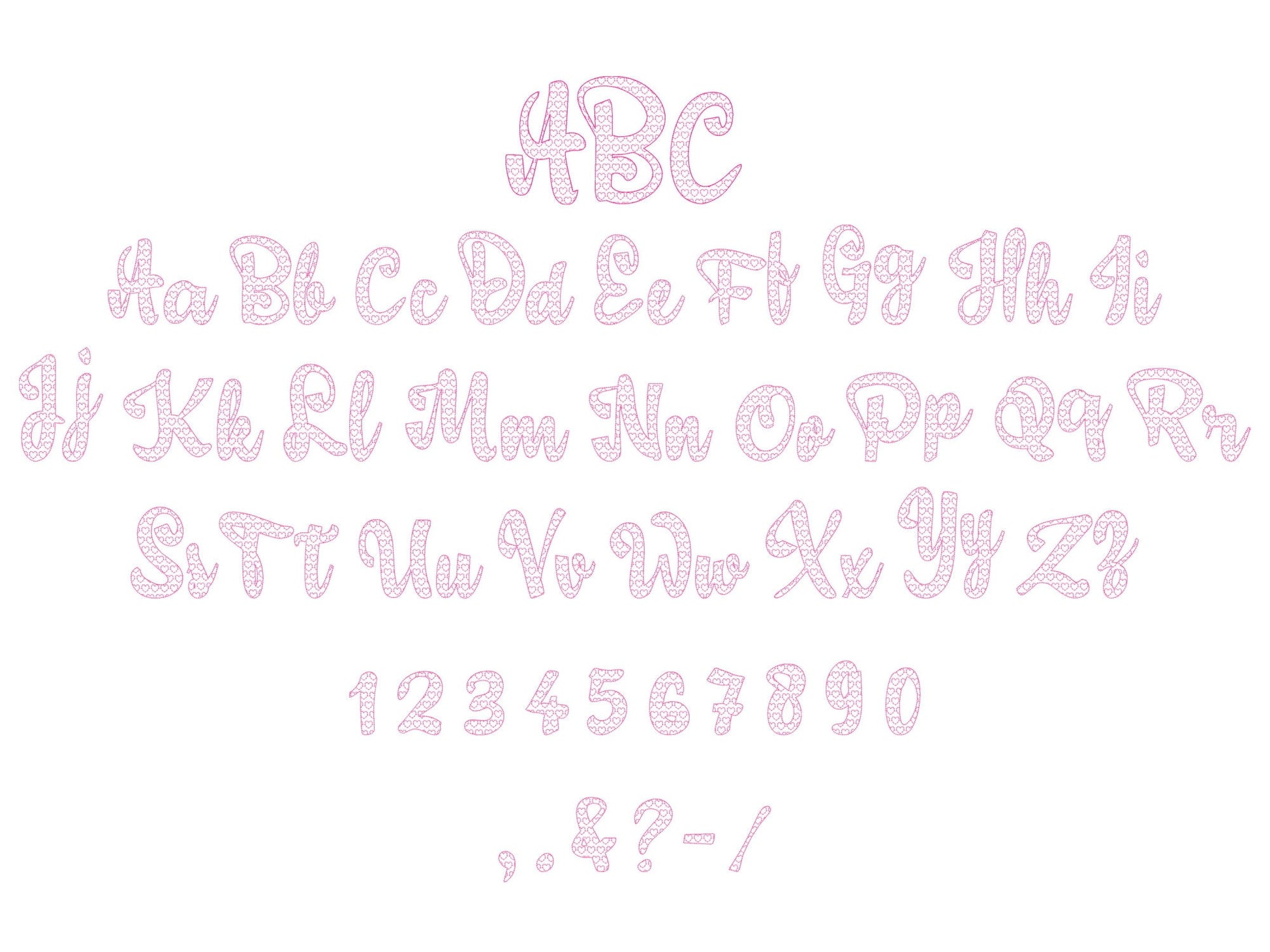 SET of 4 Fonts Mermaid, Hearts, Scallop and Polka Dot Alphabet Letters Kids Font Machine Embroidery Designs