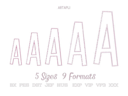Tall raggedy edge applique Font – Sizes 2.6" 3.3" 3.7" 4.4" 5.5" 4" BX Digital Font File | Artapli