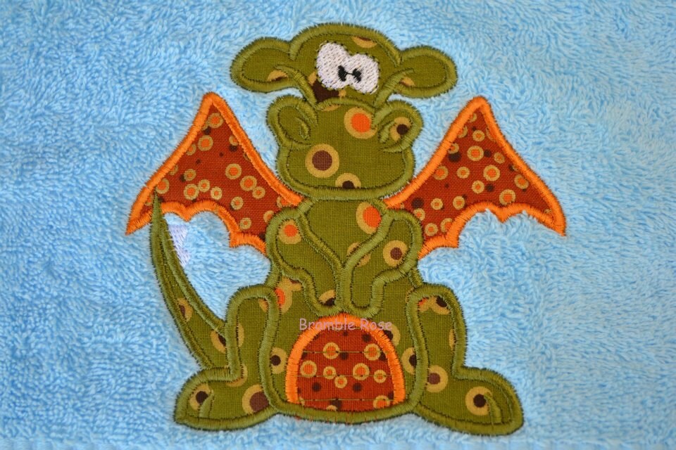 Little Lil cute Baby Dragon Dino applique machine embroidery designs