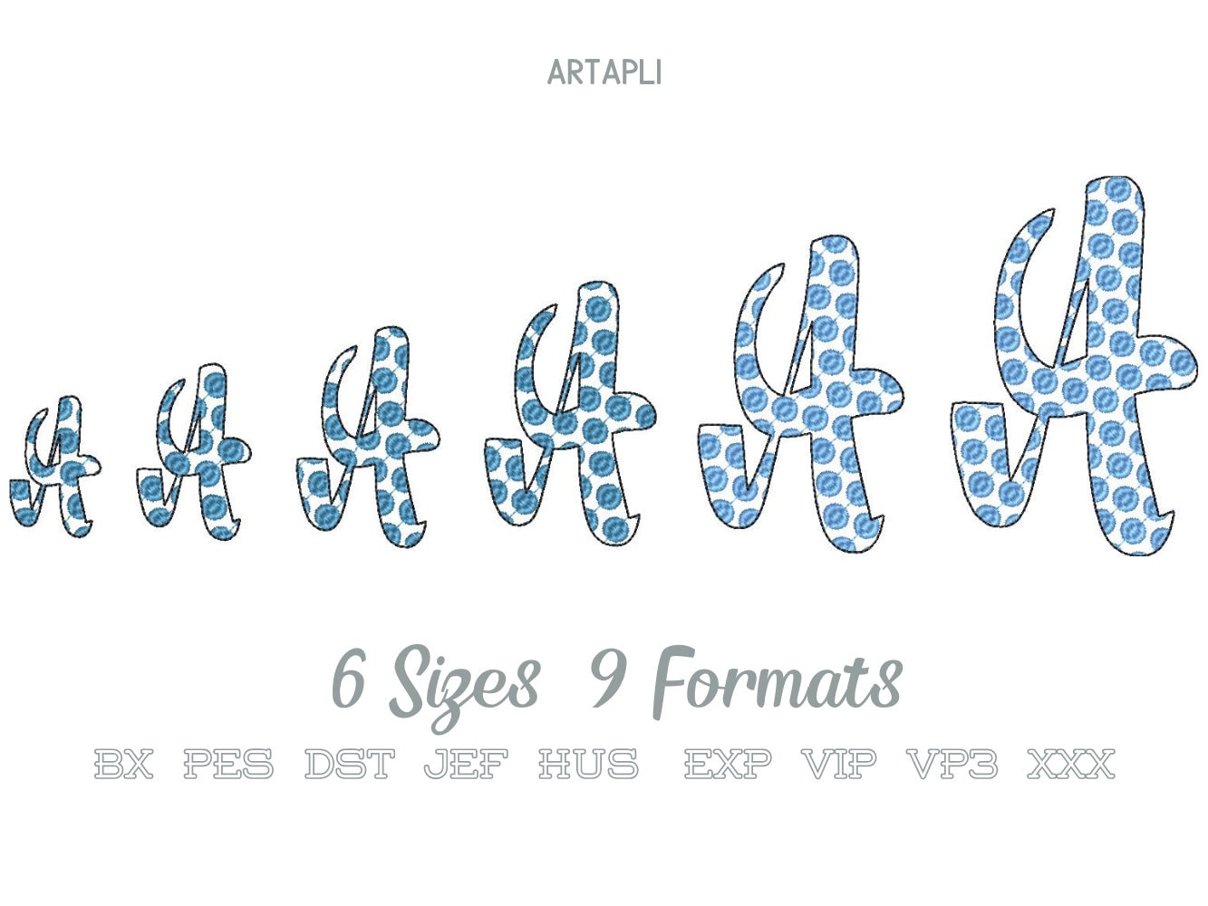 Polka Dot Font 2 two colors script – Alphabet machine embroidery design by Artapli