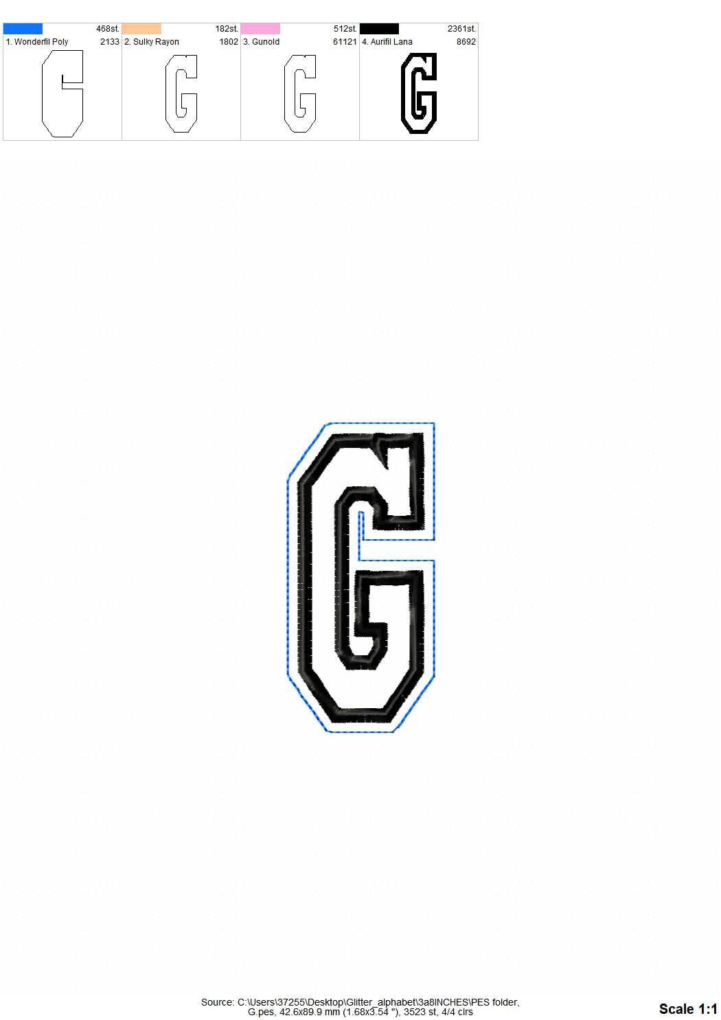 Glitter vinyl narrow font – Bx embroidery design instant download by Artapli