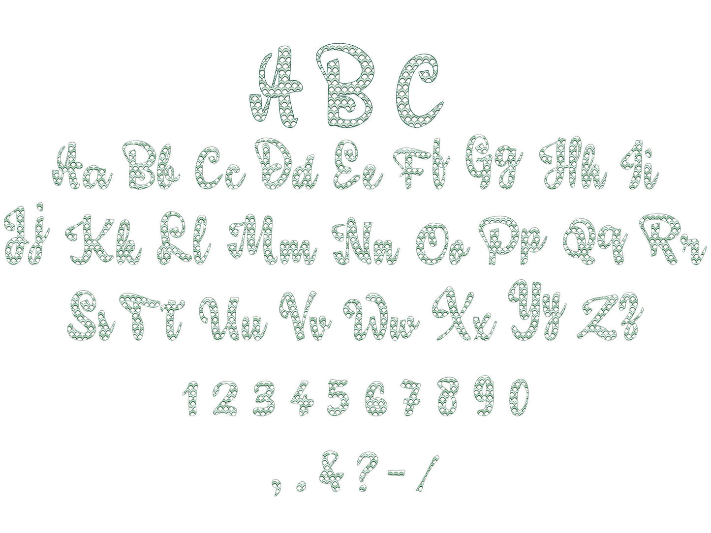 SET of 4 Fonts Mermaid, Hearts, Scallop and Polka Dot Alphabet Letters Kids Font Machine Embroidery Designs