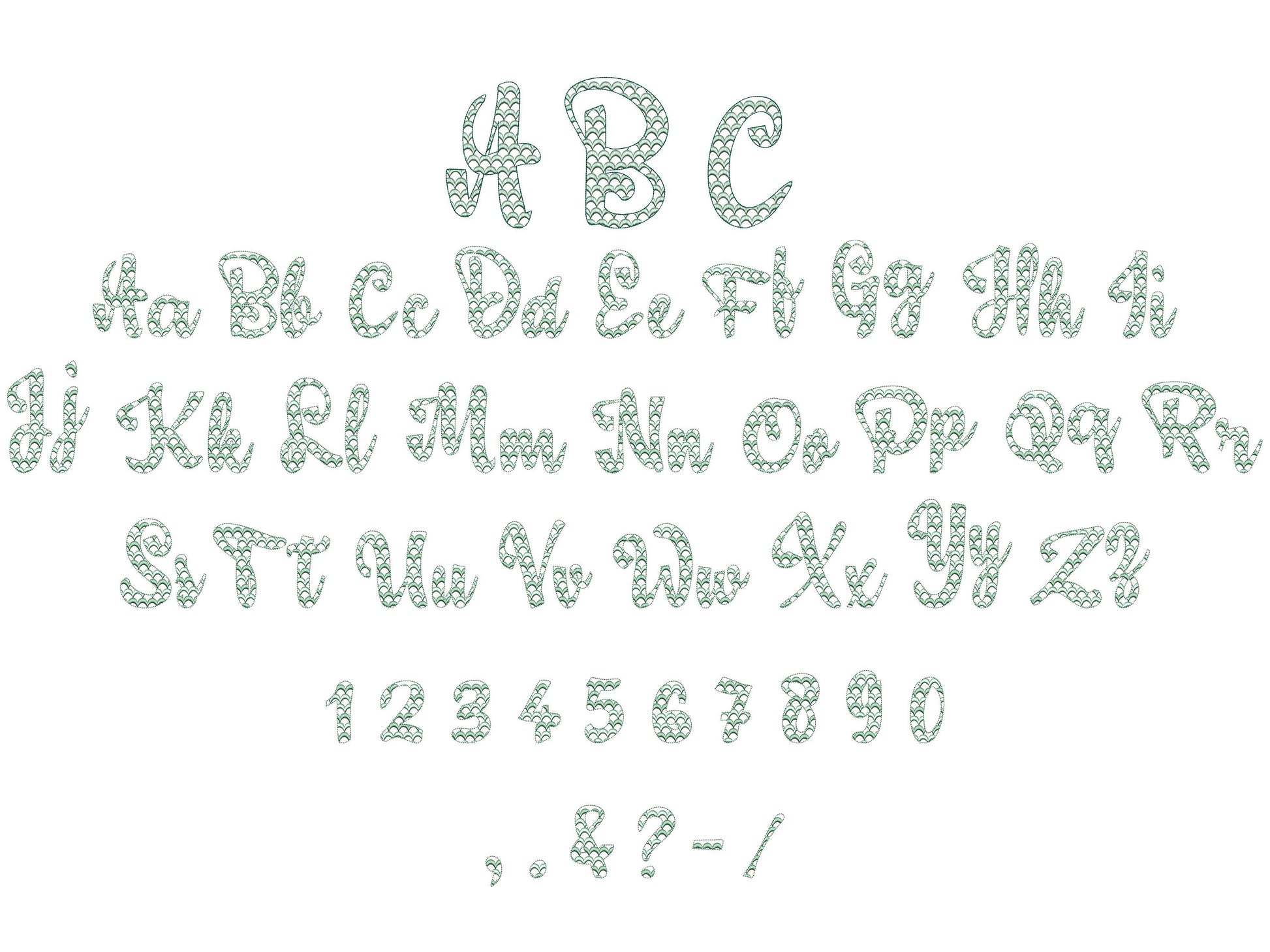 SET of 4 Fonts Mermaid, Hearts, Scallop and Polka Dot Alphabet Letters Kids Font Machine Embroidery Designs