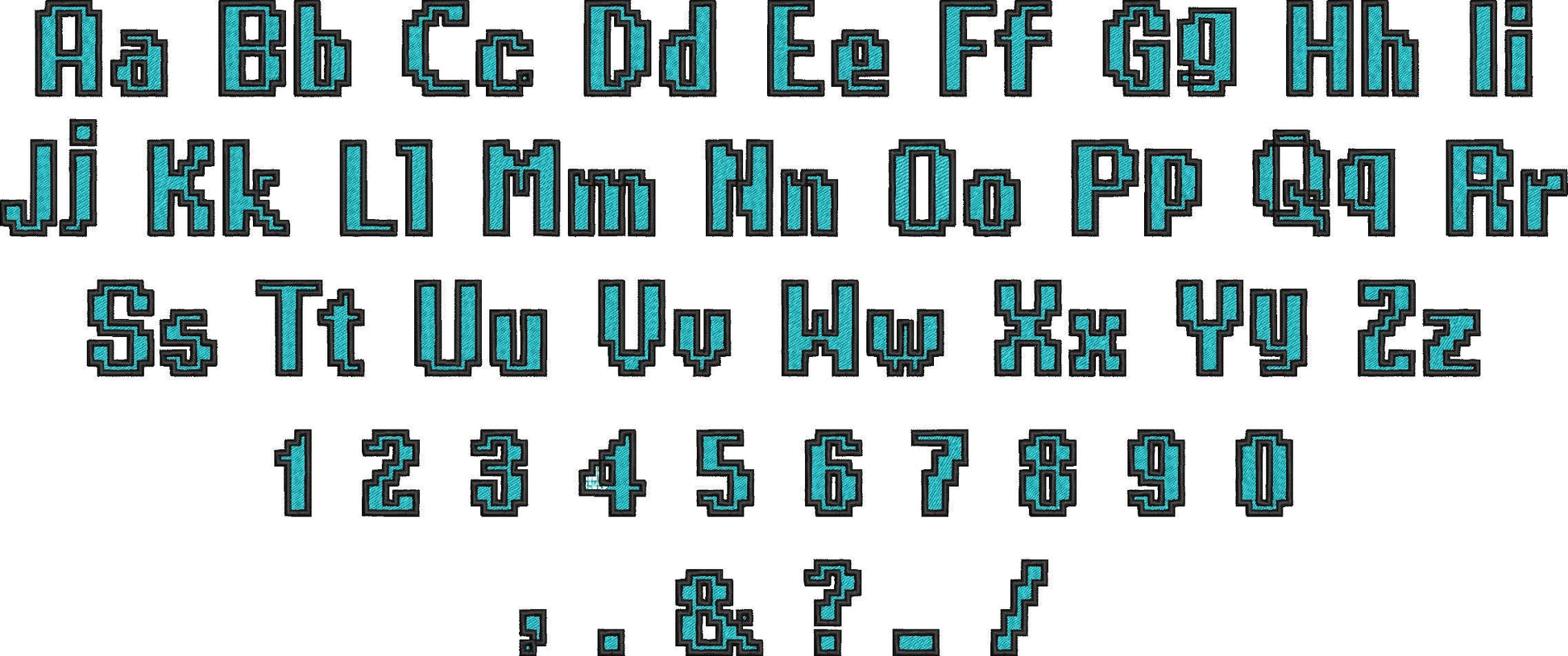 Miner Bricks Pixel Font Fill Stitch - image 1