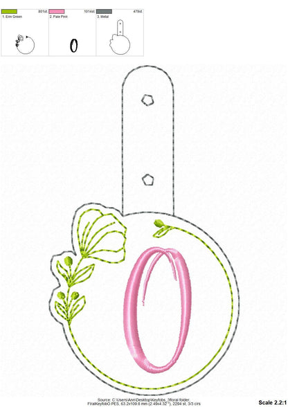 Floral Frame Monogram Keychain ITH – Home embroidery pattern by Artapli