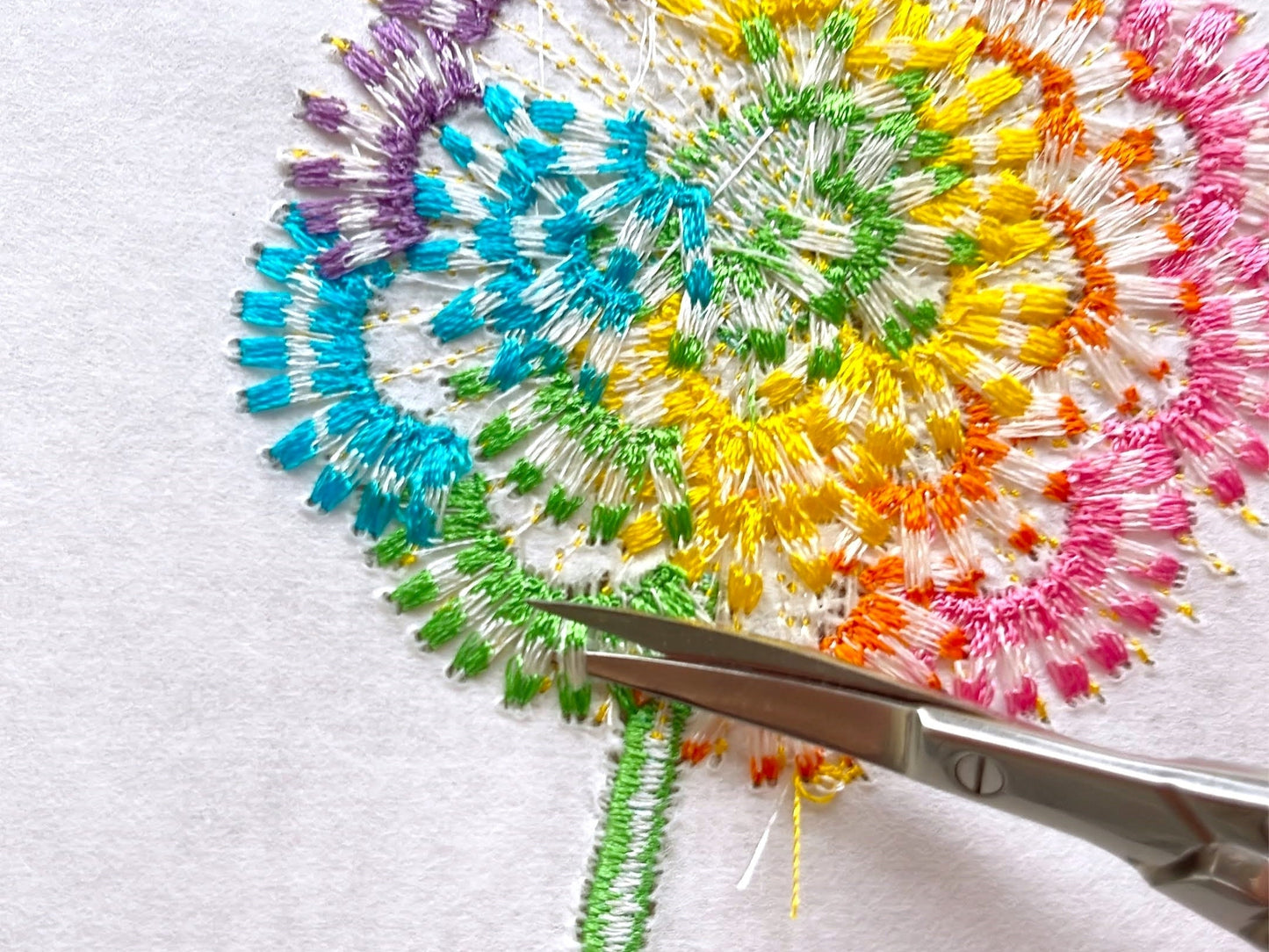Fringed Dandelion Flower – Colorful machine embroidery design by Artapli